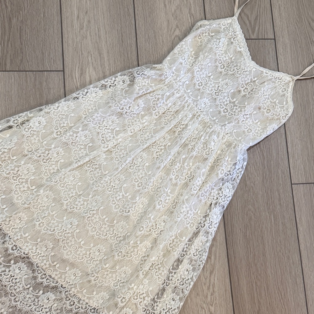 Abercrombie & Fitch Cream All Over Lace Dress Sz S|y2k coquette Whimiscal bridal